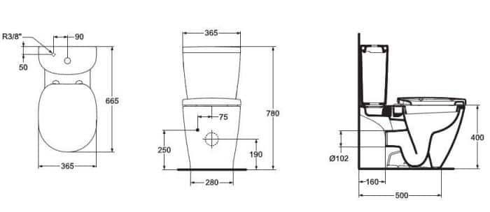 SET VAS WC CONNECT EVACUARE LATERALA, REZERVOR ARC CU ALIMENTARE LATERALA SI CAPAC FIX